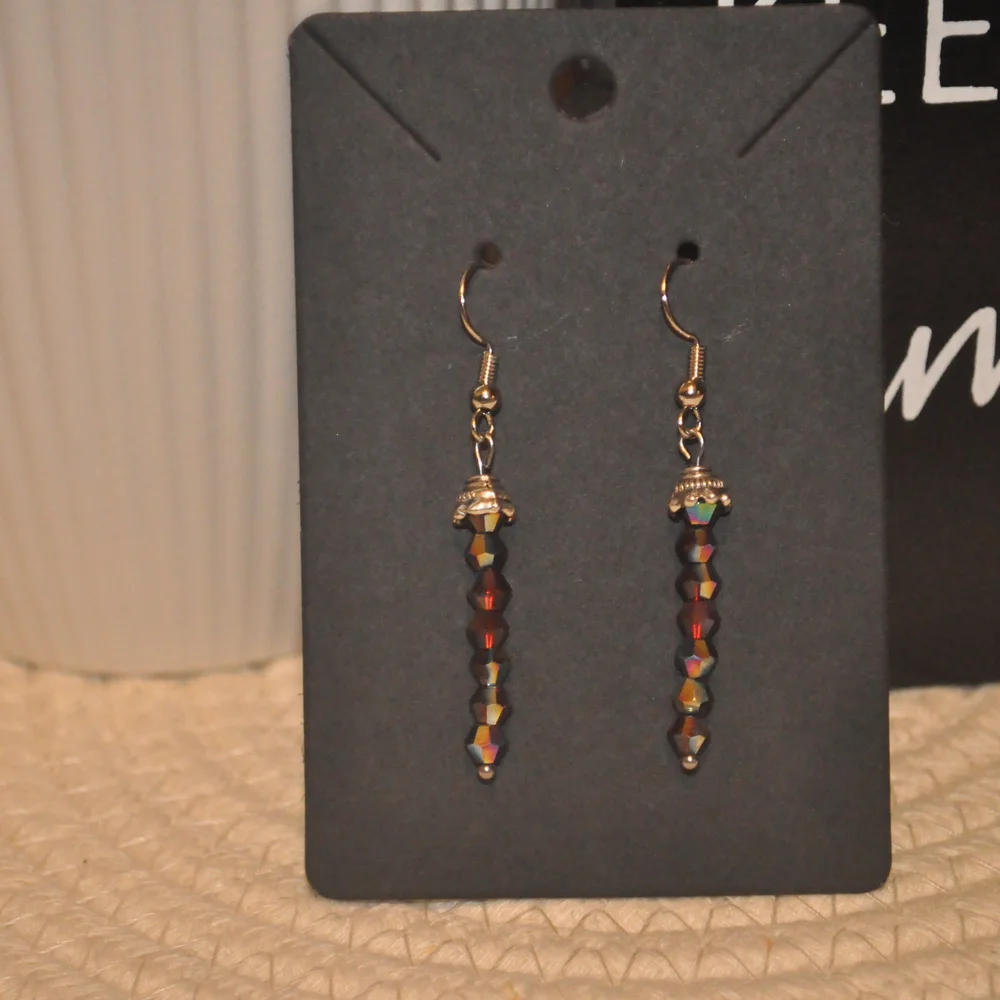 NWT Red and Gold Linear Dangle Earrings